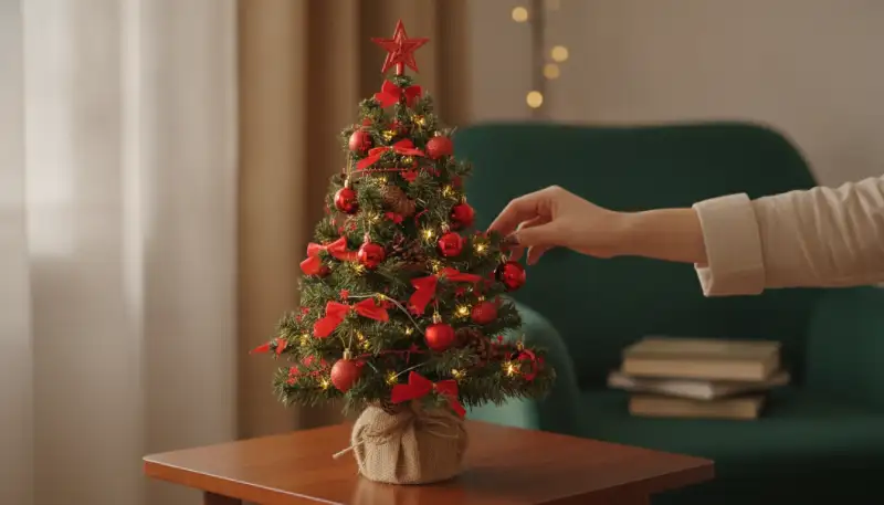 Künstlicher Mini-Weihnachtsbaum 60 cm: LED & Batterie