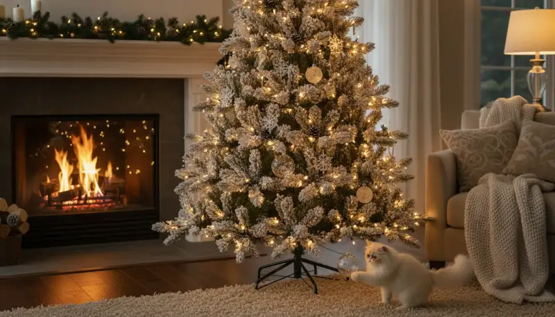 Weihnachtsbaum künstlich mit Schnee Flocken Frost: Zauberhaft